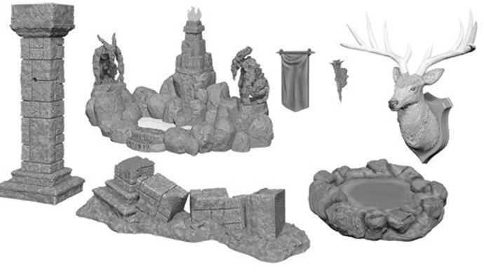 Wizkids Deep Cuts Unpainted Miniatures: W11 Poles & Pillars